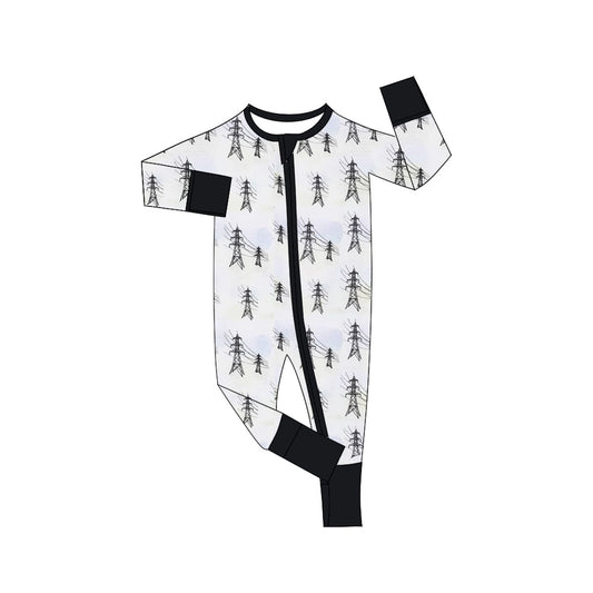 MOQ 3 pcs long sleeves lineman baby kids zipper romper