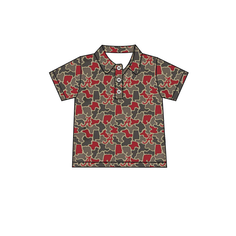MOQ 5 pcs short sleeves A camo kids boys team polo shirt
