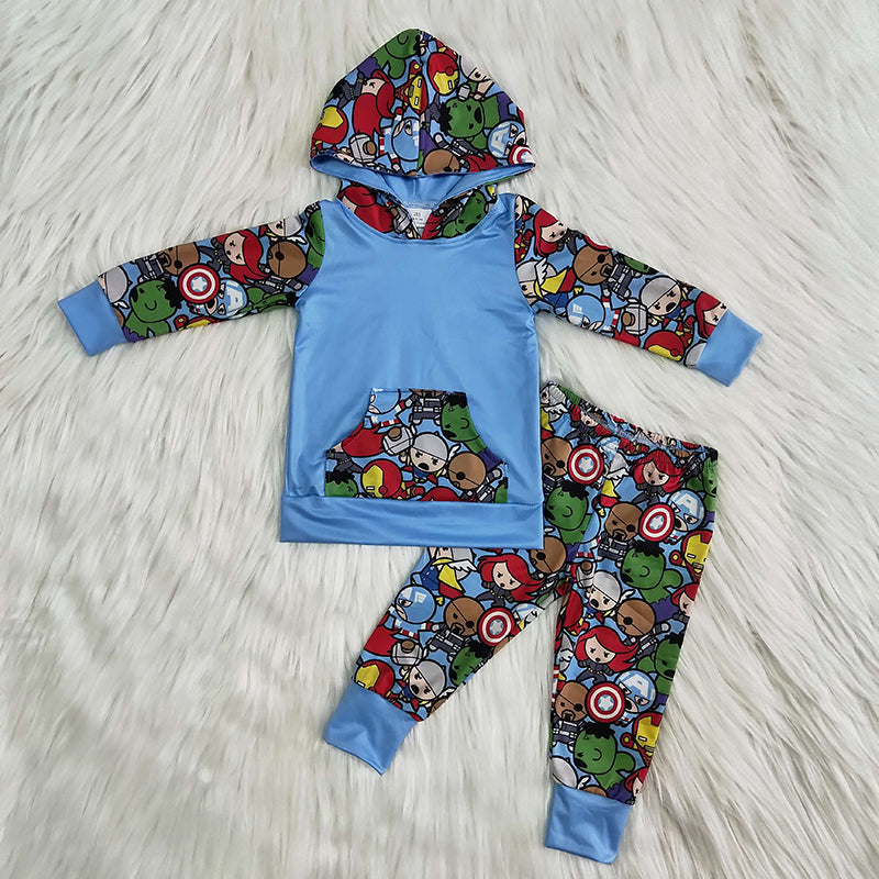 Long sleeve pocket boy hoodie set