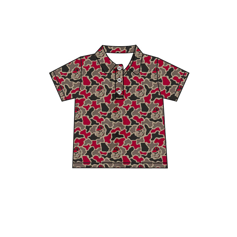 MOQ 5 pcs short sleeves dog camo kids boys team polo shirt