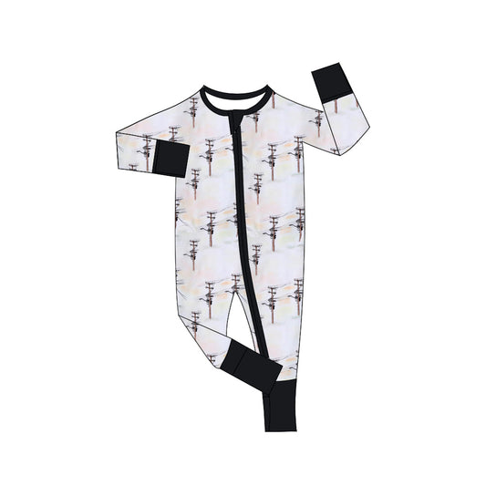 MOQ 3 pcs long sleeves lineman baby zipper romper