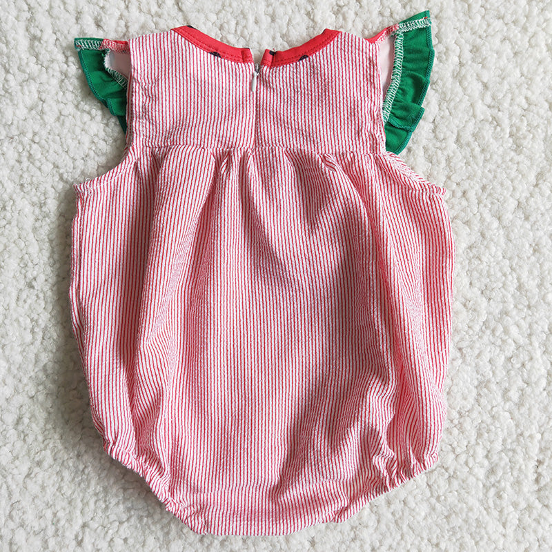 Baby Watermelon Woven Striped Romper