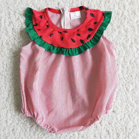 Baby Watermelon Woven Striped Romper