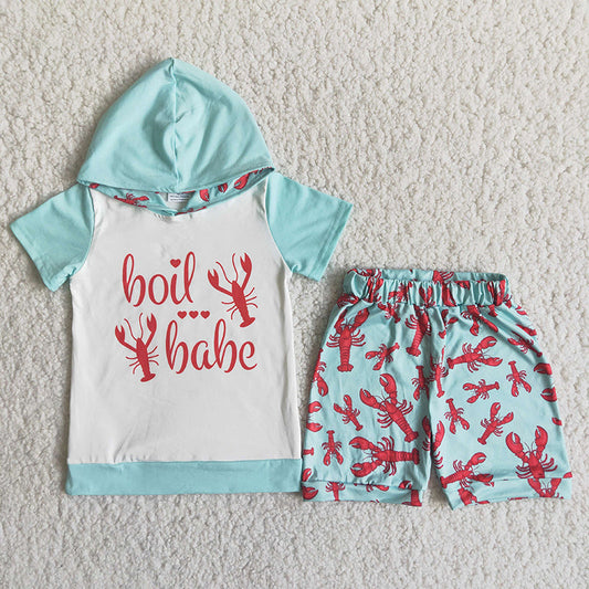 Boy Crawfish Hoodie Short Outfit