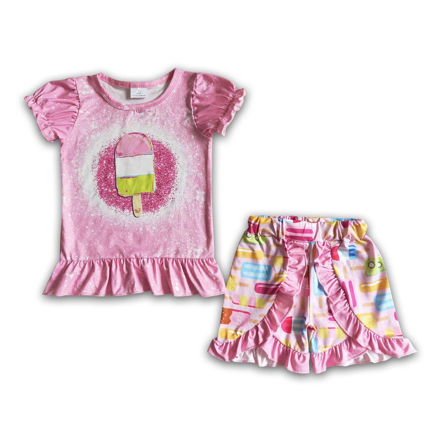 Pink popsicle bleached shirt shorts girls summer outfits