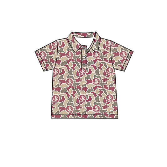 MOQ 5 pcs short sleeves feather camo kids boys team polo shirt