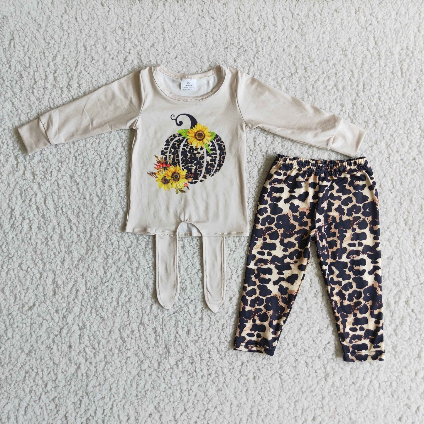 Girl Pumpkin Leopard Long Outfit