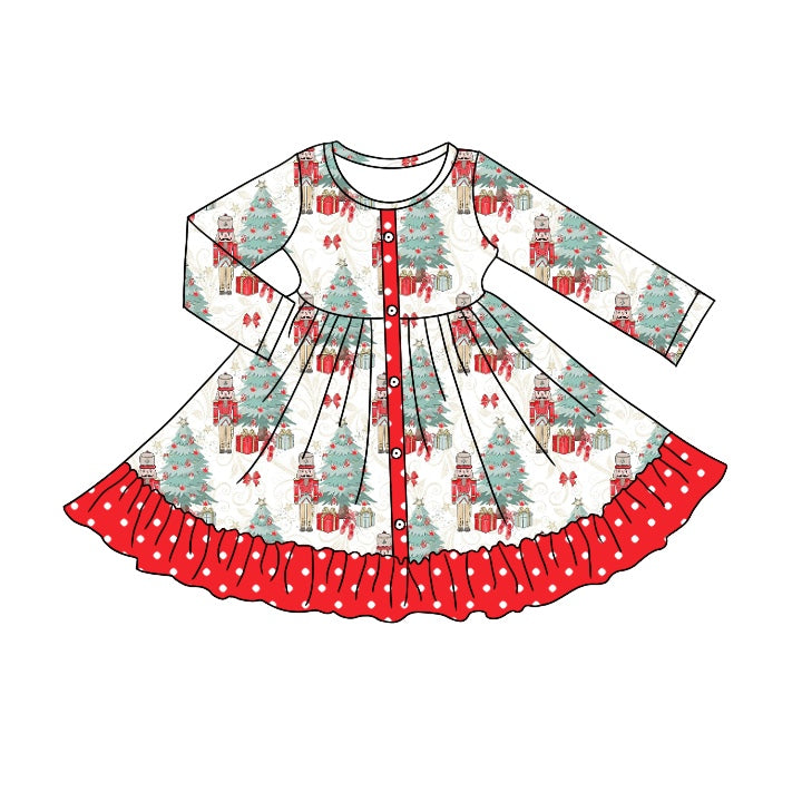 MOQ 5 red Christmas tree gifts ruffle ballet girls dress