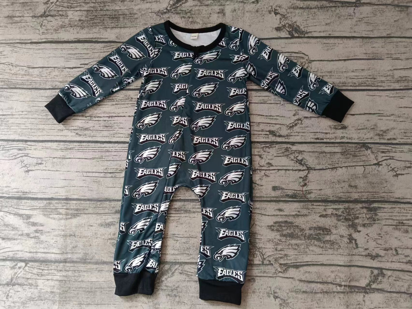 MOQ 3 PCS eagles baby kids team zipper romper