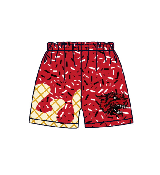 MOQ 3 pcs red white ice cream sprinkle boys team shorts