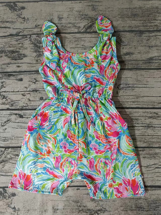 MOQ 3 sleeveless watercolor baby girls jumpsuit