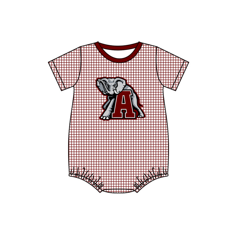 MOQ 3 pcs plaid short sleeves A elephant boys team romper