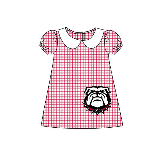 MOQ 3 pcs plaid short sleeves G girls team dress