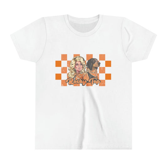 MOQ 3 pcs short sleeves plaid dog T singer kids girls team shirt