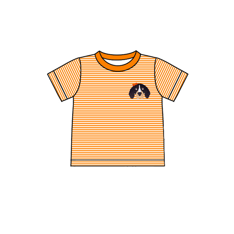MOQ 3 short sleeves dog stripe kids team shirt