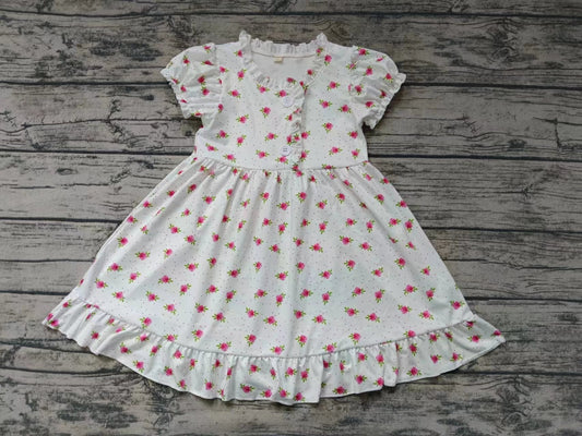 MOQ  3 short sleeves polka dots floral kids girls summer nightgown