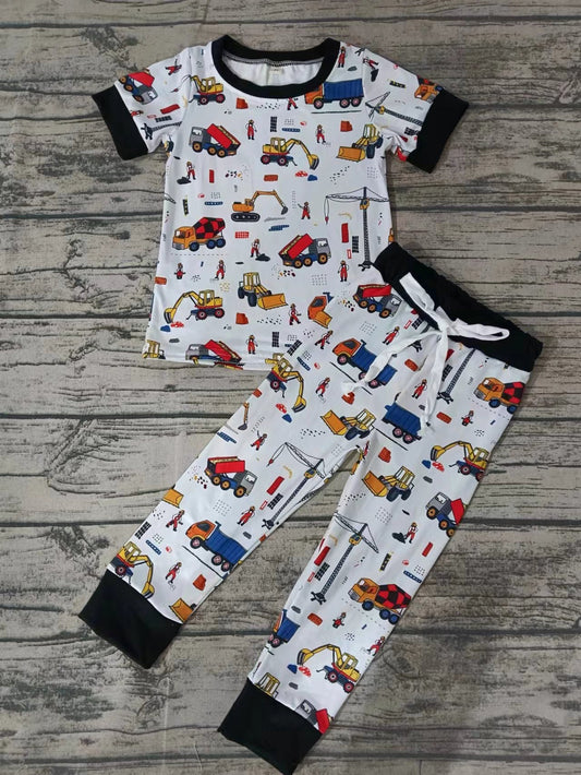 MOQ 3 Short sleeves constructions top pants boys pajamas