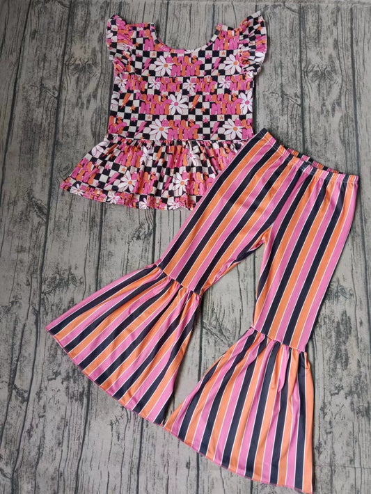 MOQ 3 Short sleeves mama's mini floral kids girls clothes