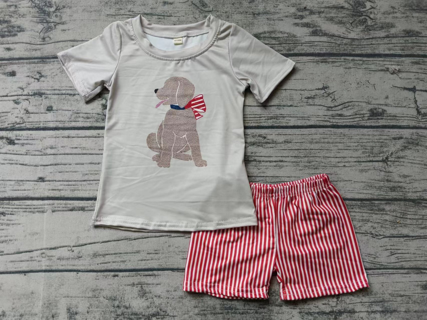 MOQ 3 pcs dog top stripe shorts boys summer clothes
