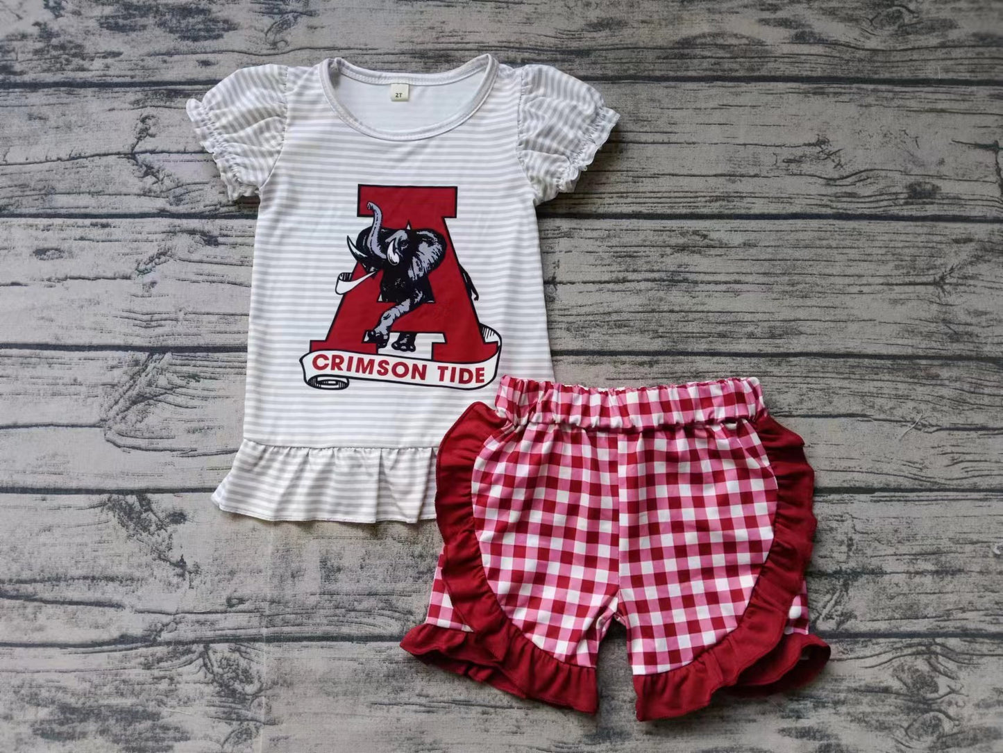 MOQ 3 pcs A elephant top shorts girls team clothes