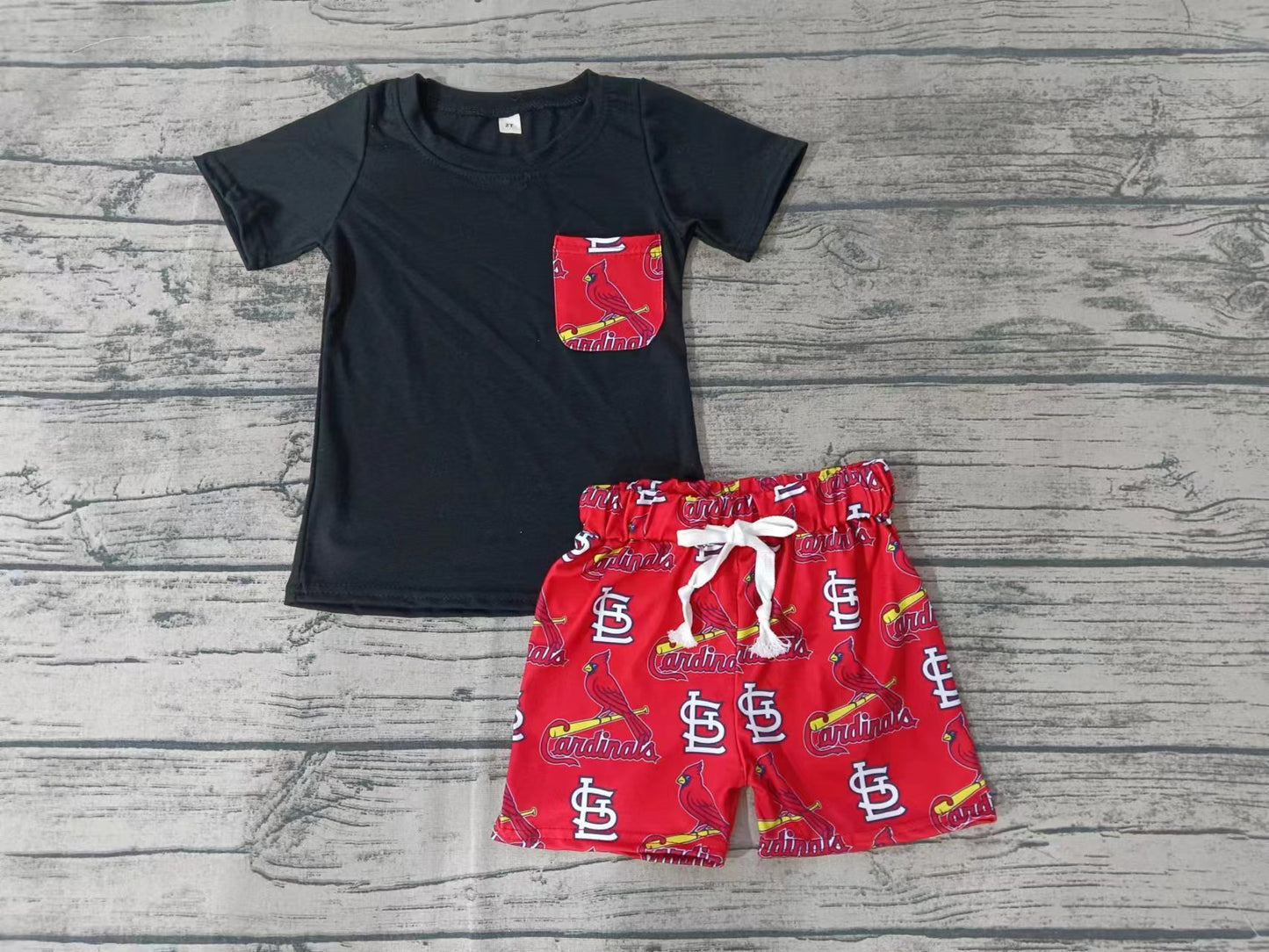 MOQ 3 pcs pocket top bird shorts boys team clothes