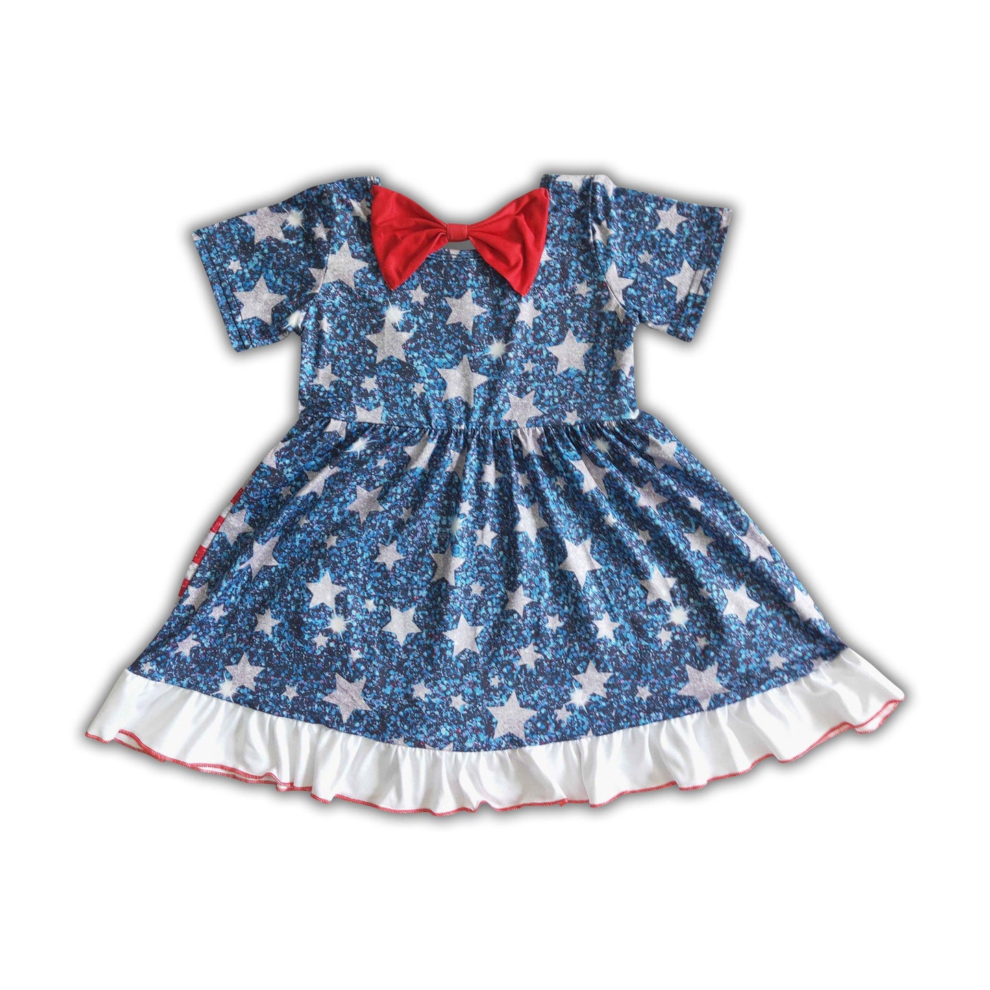 Star and stripe ruffle baby girls 4th of july dresses