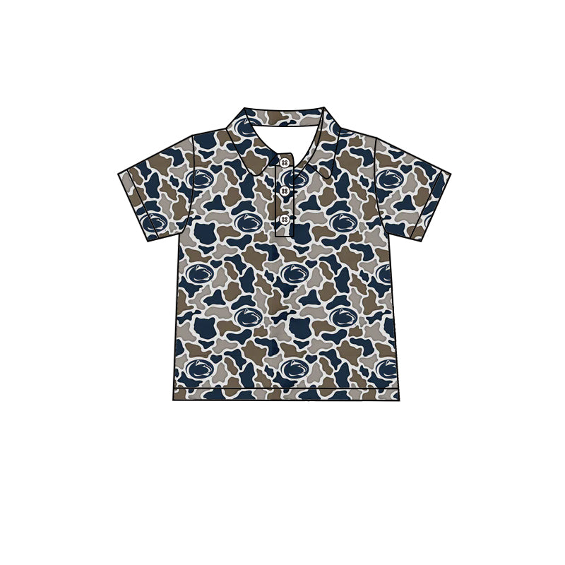 MOQ 5 pcs short sleeves navy camo kids boys team polo shirt