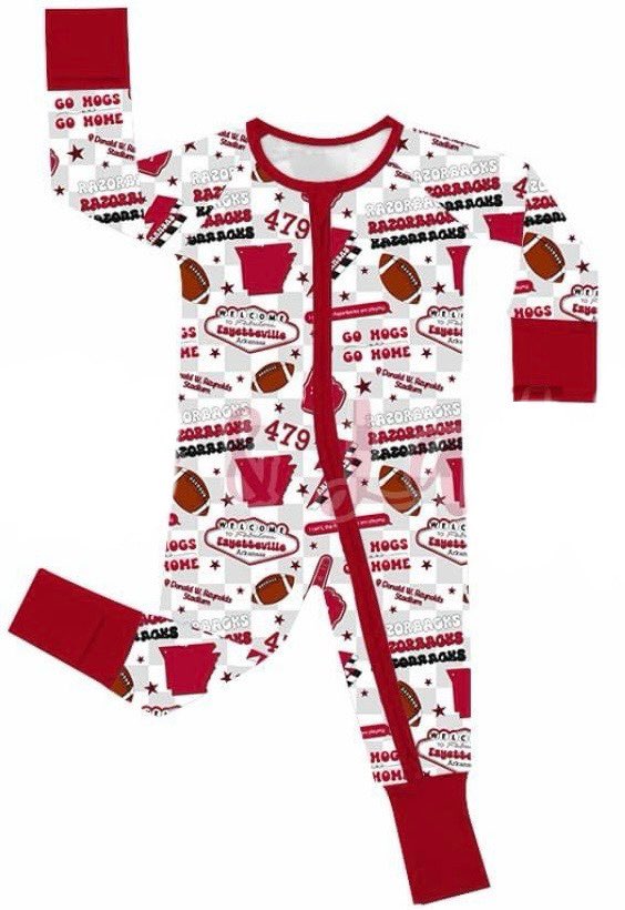 MOQ 3 pcs long sleeves plaid football baby kids zipper team romper