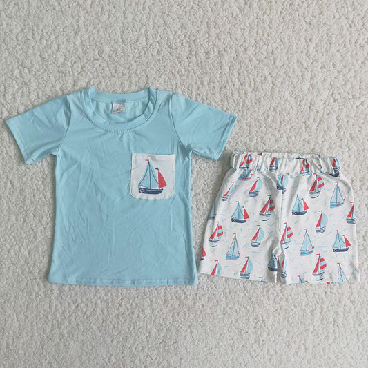 Boy Sailboat Pocket Shorts Outfit