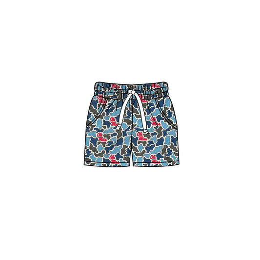 MOQ 5 pcs O M camo pockets kids boys team shorts