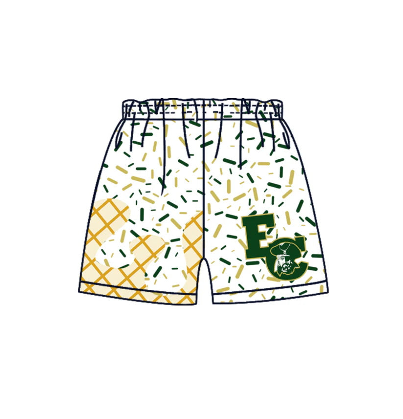 MOQ 3 pcs E C green ice cream sprinkle boys team shorts