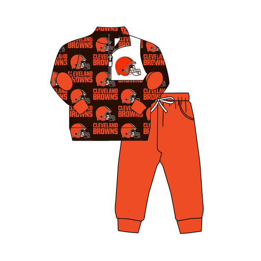 MOQ 3 pcs orange black B pullover pants boys team outfits