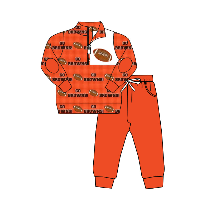 MOQ 3 pcs orange go football pullover pants boys team outfits