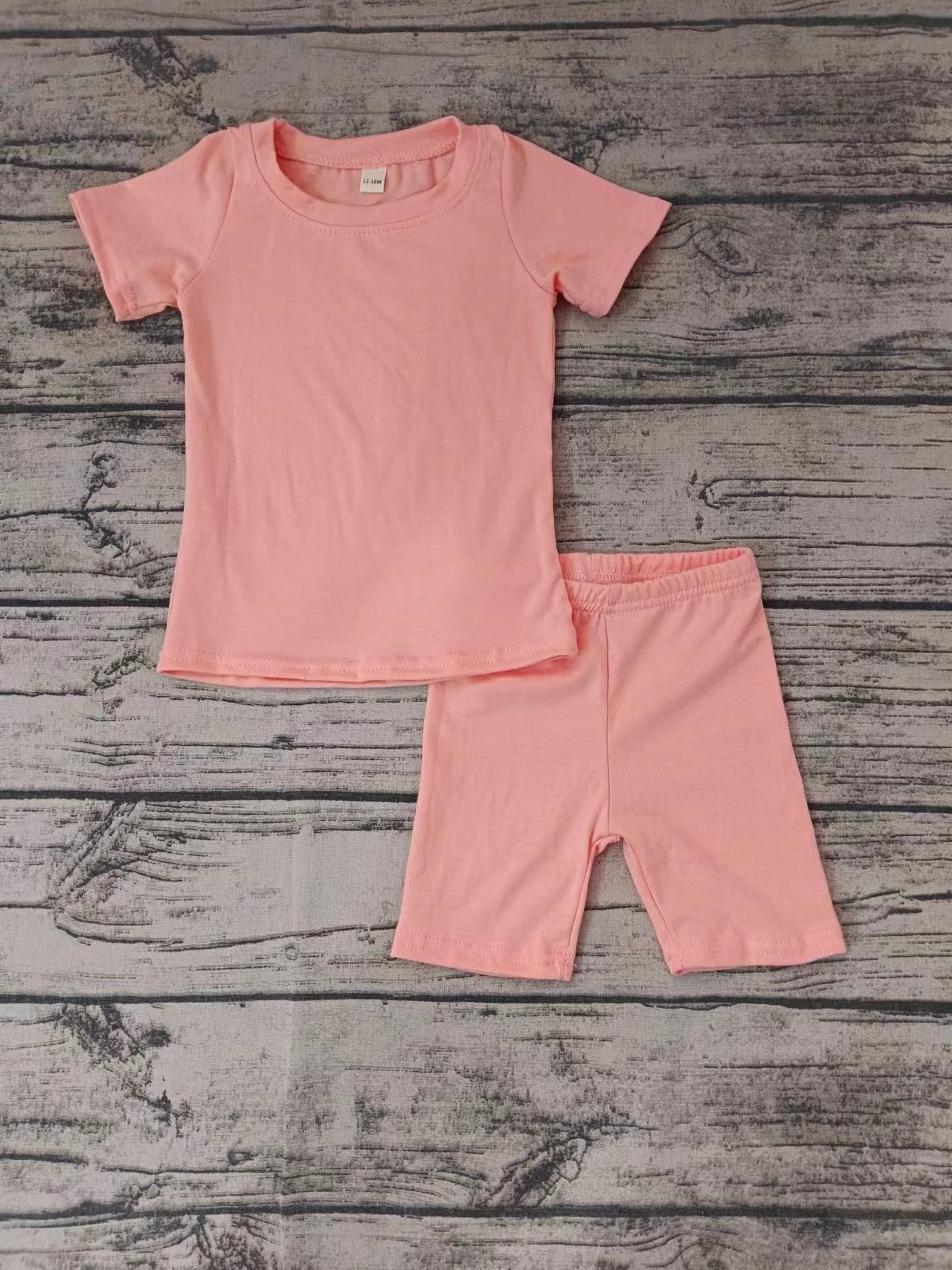 MOQ 3 short sleeves peach cotton top shorts kids outfits