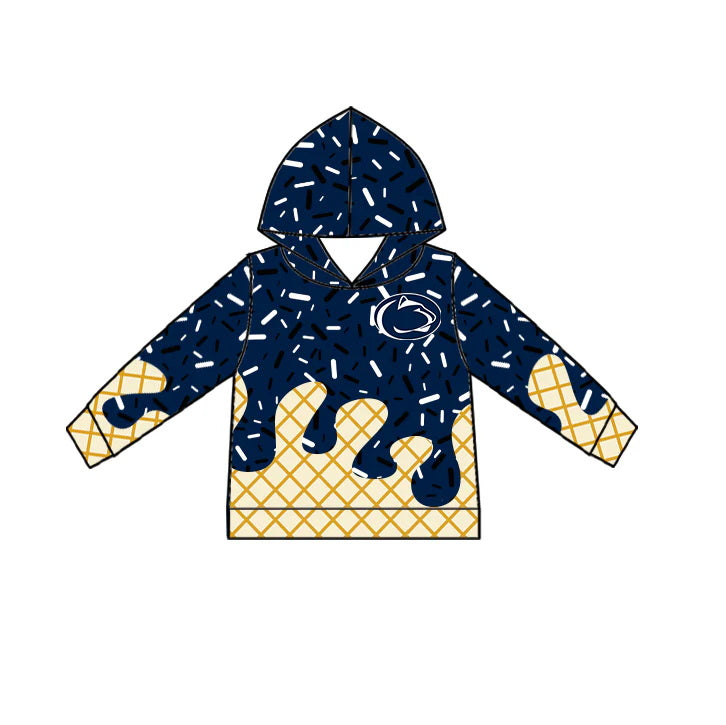 MOQ 3 pcs Navy ice cream sprinkle toddler kids team hoodie