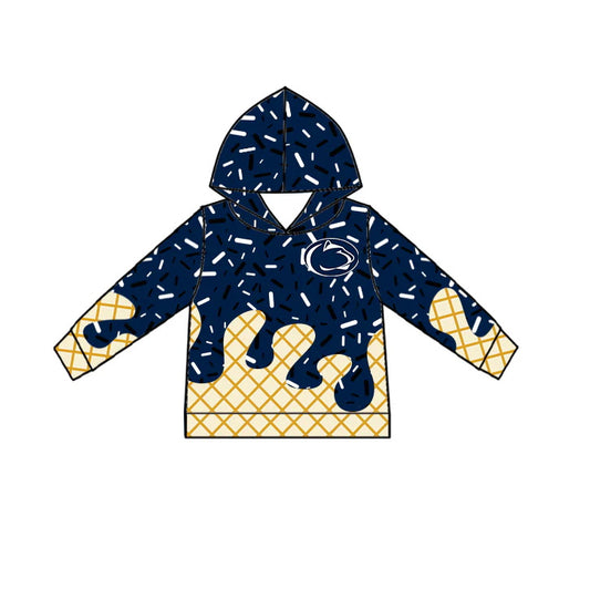 MOQ 3 pcs Navy ice cream sprinkle toddler kids team hoodie