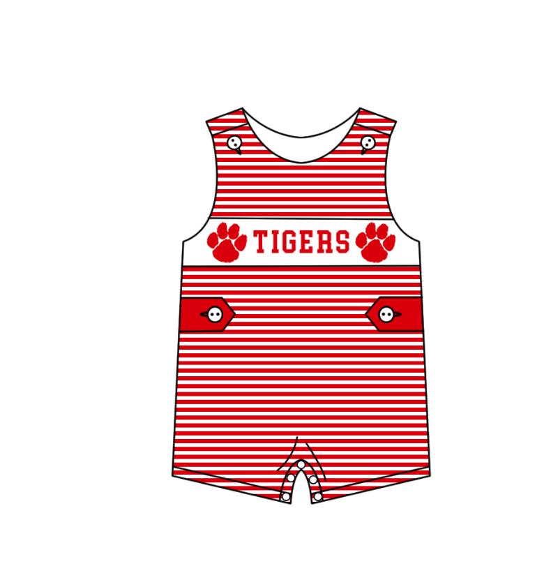 MOQ 5 pcs red stripe sleeveless T baby boys team romper