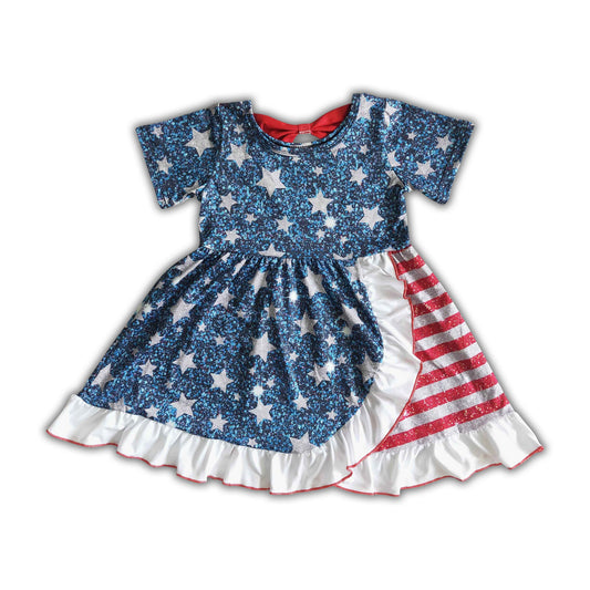 Star and stripe ruffle baby girls 4th of july dresses