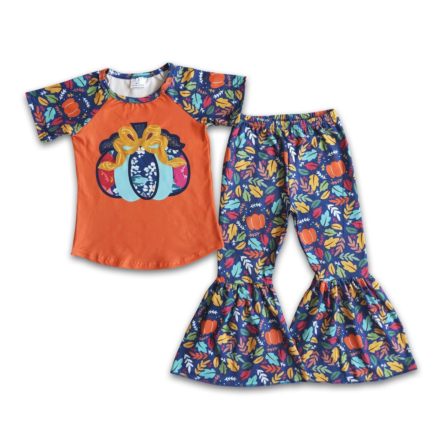 Pumpkin screen print raglan shirt leaf pants fall outfits