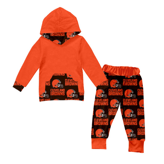 MOQ 3 pcs Orange black B hoodie pants kids boy team clothes