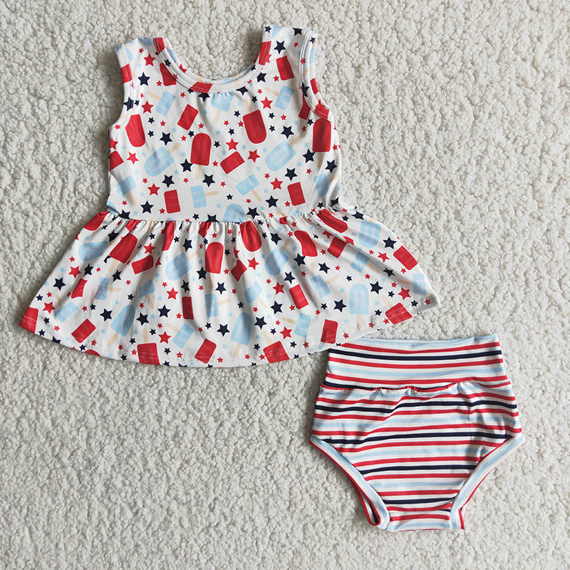 Girl Star Striped Bummies set