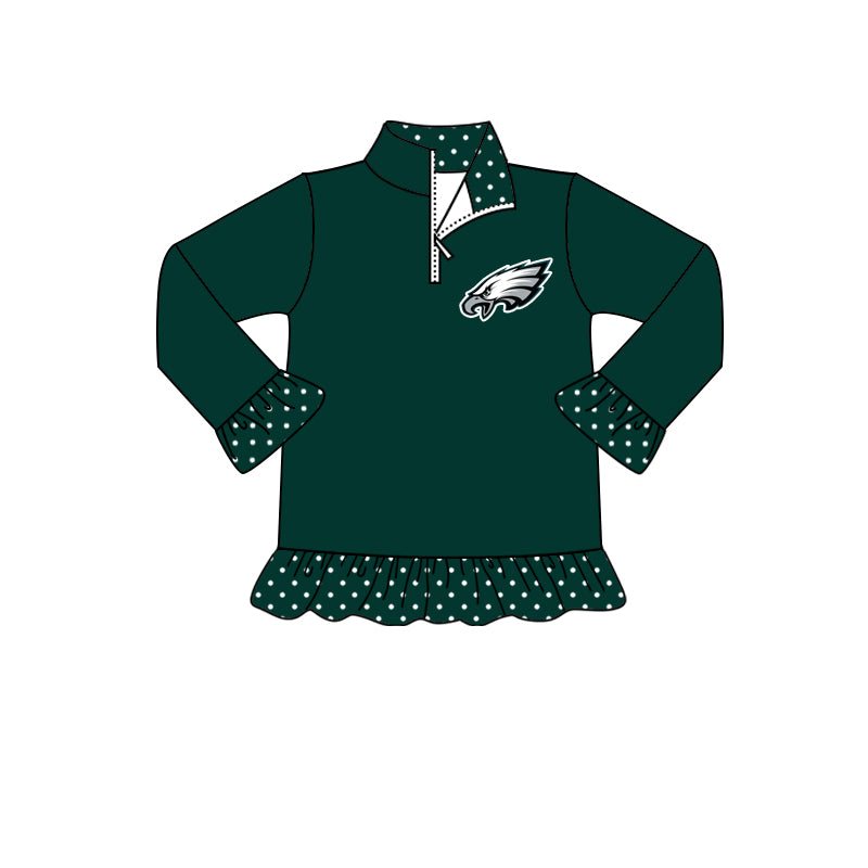 MOQ 3 pcs long sleeves eagle kids girls zip pullover