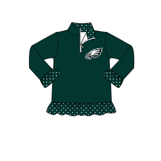 MOQ 3 pcs long sleeves eagle kids girls zip pullover