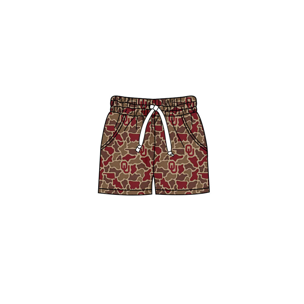 MOQ 5 pcs O U camo pockets kids boys team shorts