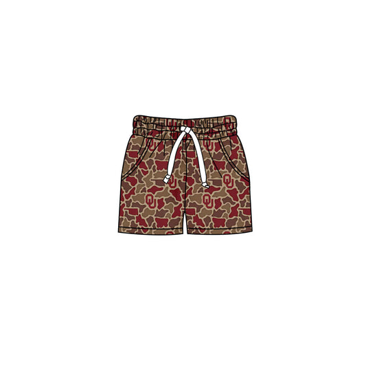 MOQ 5 pcs O U camo pockets kids boys team shorts