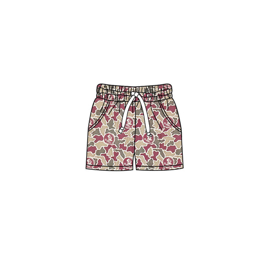 MOQ 5 pcs feather camo pockets kids boys team shorts