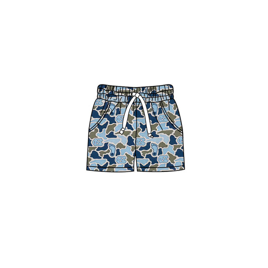MOQ 5 pcs light blue camo pockets kids boys team shorts