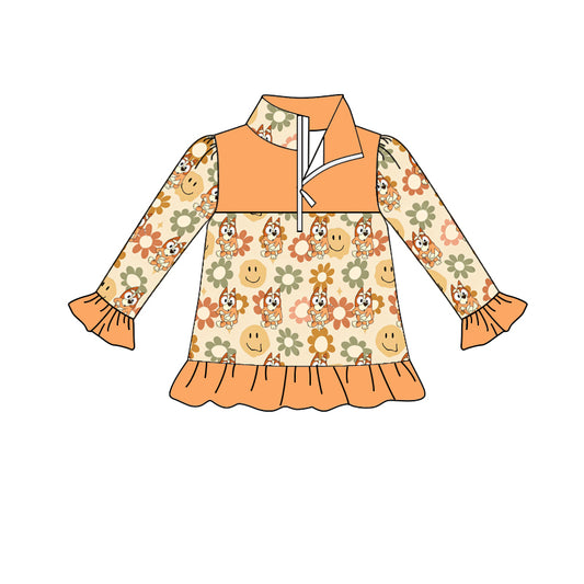 MOQ 5 yellow dogs floral smile groovy girls zipper pullover