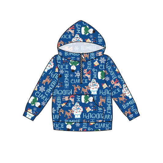 MOQ 5 blue deer kids Christmas hoodie