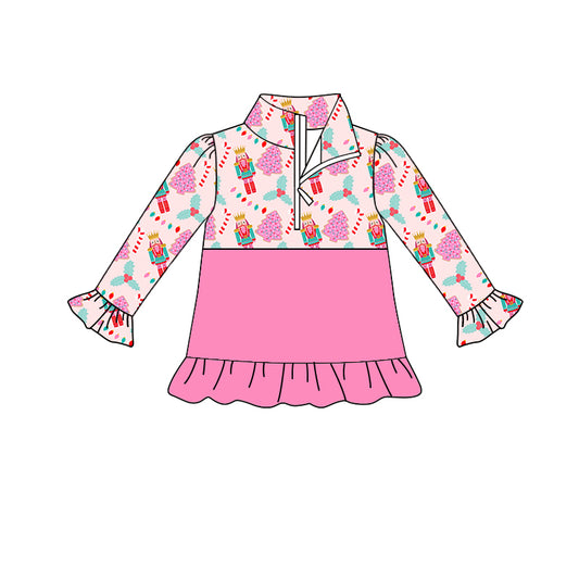 MOQ 5 pink Christmas tree cake ballet girls zipper pullover